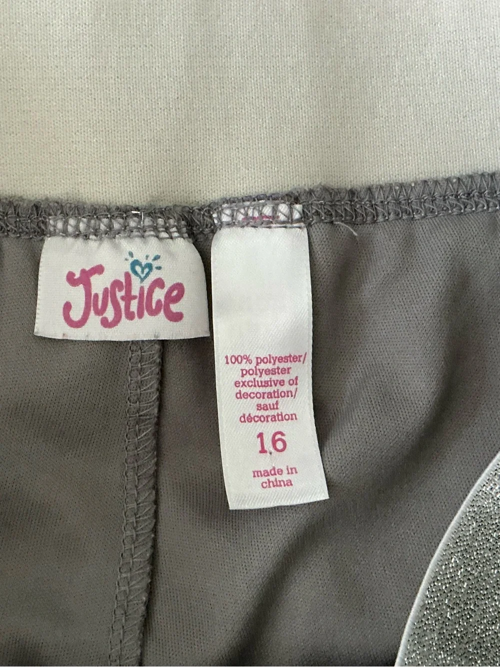 Justice Girls Size 16 Gray Tulle Tutu Skort Sparkly Waistband